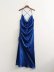 slit drawstring lace-up backless suspender solid color dress NSAM114765