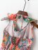 Print Lotus Leaf Collar Hanging Neck Lace-Up Backless Sleeveless Dress NSAM114769