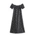 Side Slit Waist-Slimming Short-Sleeved Floral Dress NSAM114801