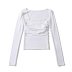 Pleated Solid Color Square Collar Long-Sleeved Slim Top NSAM114824