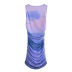 Pleated Gradient Tie-Dye Round Neck Sleeveless Dress NSAM114827