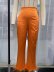 Slim Straight Feather Trim Solid Color Trousers NSAM114837