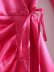 Feather Decoration Lace-Up V Neck Lapel Long Sleeve Dress NSAM114842