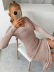 Solid Color Long-Sleeved Knitted Slit Dress NSYI114880
