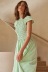 Round Neck Short Sleeves With Elastic Waist Stripe Dress NSHM114929