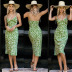 Low-Cut Cross-Strap Floral Print Slip Dress NSHM114957