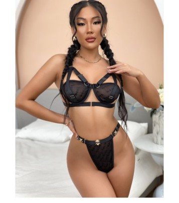 Punk Metal Sling See-through Lingerie Suit NSMDN114654