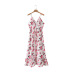 Suspender V Neck Backless Lace-Up Floral Dress NSXFL114995