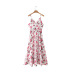 Suspender V Neck Backless Lace-Up Floral Dress NSXFL114995