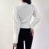 Suéter de manga larga con solapa dividida pequeña con botones de felpa de punto de lana NSSSN115002
