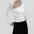 Irregular Oblique Collar Slim Long-Sleeved Solid Color Top NSSSN115009