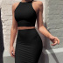 Round Neck Sleeveless Vest Slim Skirt Set NSHWM109881