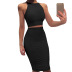 Round Neck Sleeveless Vest Slim Skirt Set NSHWM109881