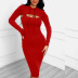 Hollow Drawstring Hooded Top Sling Slim Dress 2 Piece Suit NSHWM109896