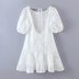 Jacquard Lace Puff Sleeve Lace-Up Backless Dress NSAM109931