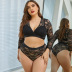Plus Size Lace Long-Sleeved See-Through Pajamas NSRBL109981