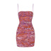 Net Yarn Print Folds Sheath Dress NSLBK110026