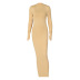 Solid Color Backless Round Neck Long-Sleeved Dress NSHTL110103