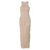 Solid Color Round Neck Sleeveless Slim Slit Dress NSHTL110105