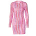 Round Neck Long-Sleeved Sheath Dress NSHTL110106