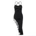 Solid Color Backless Slim-Fit Lace Slip Dress NSHTL110110