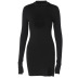 Solid Color Hollow Long-Sleeved Slit Sheath Dress NSHTL110116