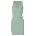 Solid Color V-Neck Zipper Sleeveless Dress NSHTL110121