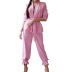 solid color casual long sleeve lace-up top slim pant two-piece suit NSJZC110155