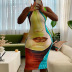 Print High Neck Sleeveless Slim Dress NSJYF110215