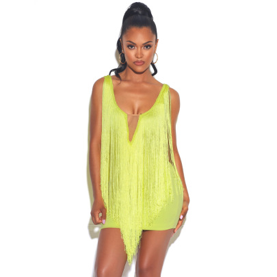 Long Tassel Fluorescent Color Prom Dress  NSLBK110030