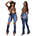 High Waist Ripped Strappy Slim Jeans NSSF110291