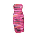 Printing Tube Top Mid-Length Pleated Stretch Mesh Dress NSLBK110300