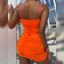 Color Matching Hollow Pleated Sheath Slip Dress NSXPF110357