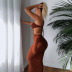 Solid Color Straps Hanging Neck Backless Sheath Dress NSXPF110373