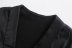 silk satin long-sleeved v-neck pleated dress NSAM110439