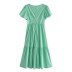 Round Neck Slim Short Sleeve Solid Color Dress NSAM110515
