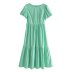 Round Neck Slim Short Sleeve Solid Color Dress NSAM110515