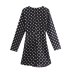 V-Neck Long-Sleeved Polka-Dot Printed Waist Dress NSAM110518