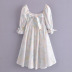 Palace Style Square Neck Puff Sleeve Bowknot Fungus Edge Dress NSAM110594