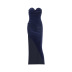 velvet tube top split solid color pleated dress NSLSA110793