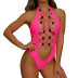 Solid Color Open Waist Lace-Up One-Piece Swimsuit NSDYS110884