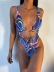 Multicolor Stitching Halter Lace One-Piece Up Swimsuit NSDYS110886