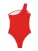 Single Shoulder Strap Hollow Solid Color Tight One-Piece Swimsuit NSDYS110890