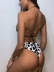 Cow Print Irregular Lace-Up Backless One-Piece Swimsuit NSDYS110894
