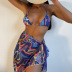Printed Lace-Up Bikini Skirt Three-Piece Set NSDYS110897