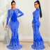 Hot Drilling Mesh See-Through Long-Sleeved Trailing Prom Dress NSXYZ110906