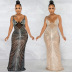 Hot Rhinestone Sling Wrapped Breast Mesh Perspective Prom Dress NSXYZ110907