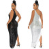 Sequins Oblique Collar One Shoulder Tassel Split Prom Dress NSXYZ110908