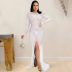 Hot Drilling Mesh Perspective Long-Sleeved Split Prom Dress NSXYZ110913
