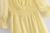 Solid Color Square Neck Long Sleeve Chiffon Dress NSBRF110921
